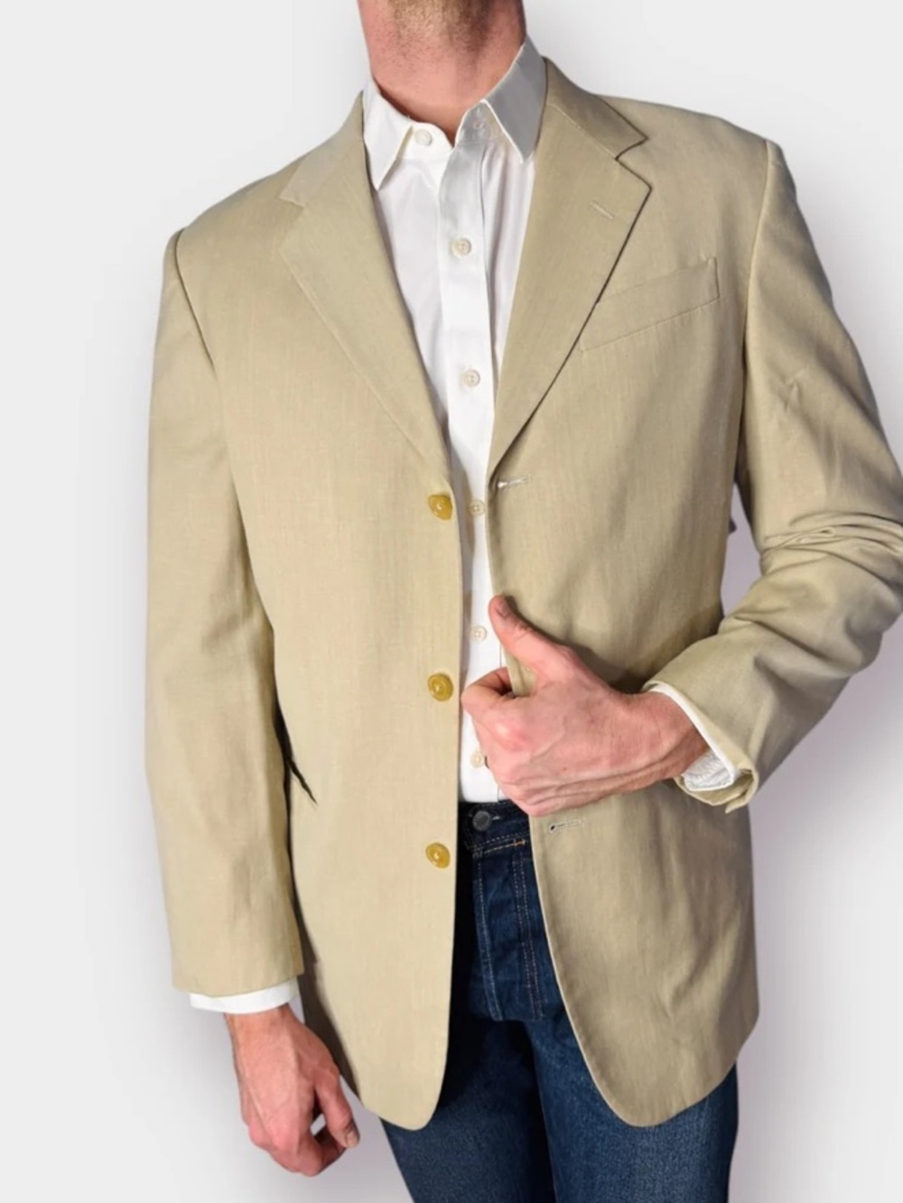 Vintage Donna Karan  Signature Tan 3 Button Sports Jacket